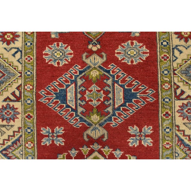 Kazak Runner 2’10” X 9’3” Red Wool Tribal Hand-Knotted Oriental Rug For Sale - Image 9 of 13