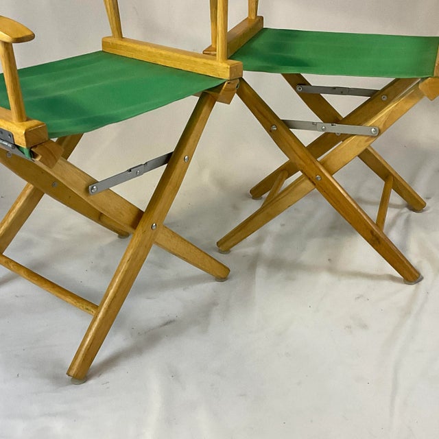 Vintage Boho Chic Coastal Folding Directors Chairs in Kelly Green - A Pair For Sale - Image 4 of 11