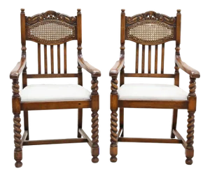 Set of Farmhouse William and Mary Oak Chairs in Barley Twist