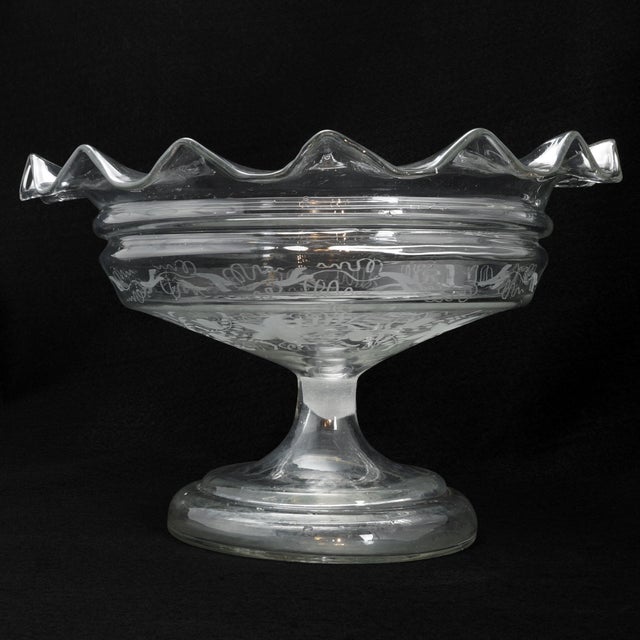 Antique Etched Glass Compote Bowl Chairish