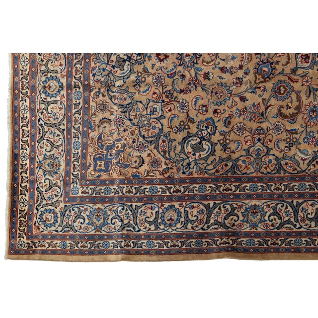 Persian Brown Vintage Kashan Handmade Wool Rug With Rosette Motif For Sale - Image 3 of 8