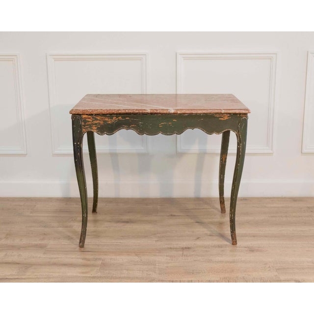 Green Regency Period Painted Game Table with Marble Top, Early 19th Century For Sale - Image 8 of 9
