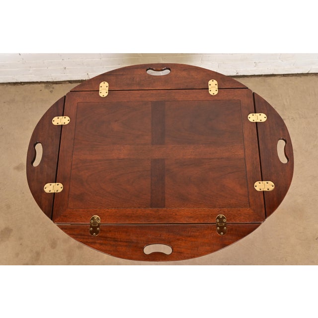 1980s Baker Furniture Chippendale Mahogany Butler's Coffee Table For Sale - Image 5 of 15