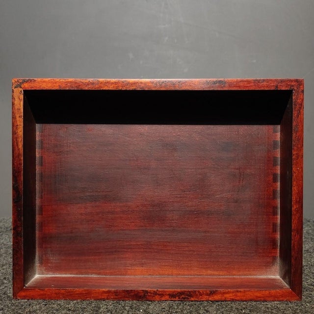 1990s Rosewood Five‑Drawer Jewelry Cabinet, Hand‑Made Mortise‑Tenon Storage Chest Chinoiserie For Sale In Los Angeles - Image 6 of 9