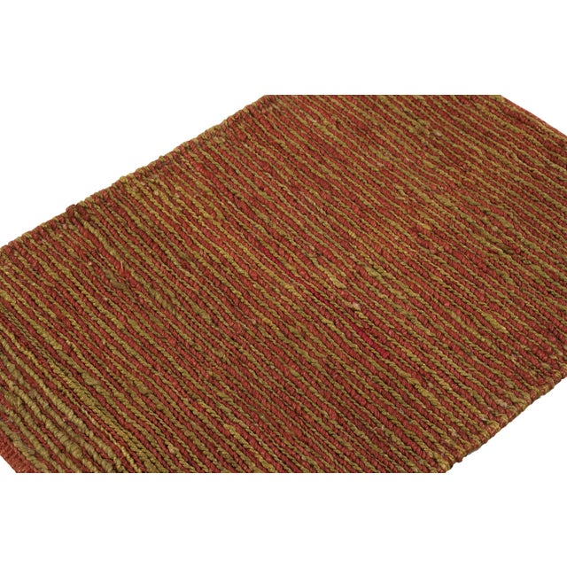 Rug & Kilim's Modern Textural Rug in Red and Green With Striped Design For Sale In New York - Image 6 of 7