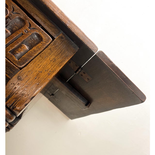 Spanish Drop Leaf Side Table in Elm & Oak, 1930s For Sale - Image 13 of 14