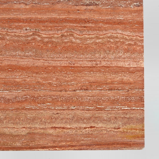 Square Model Colonnato Table in Red Travertine Marble by Mario Bellini for Cassina, 1970s For Sale - Image 16 of 18