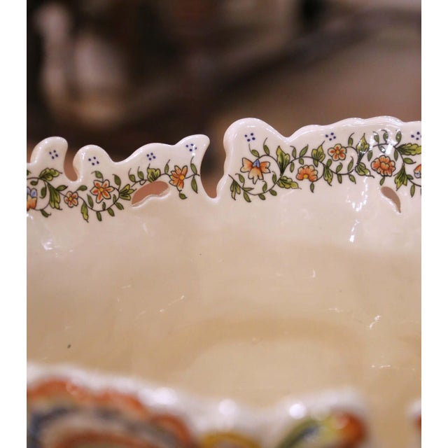 Early 20th Century French Desvres Faience Jardinière on Pedestal For Sale - Image 10 of 16