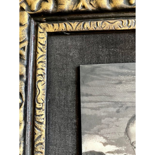 Antique Italian Renaissance Style Madonna and Child Gilt Frame Engraving For Sale In Milwaukee - Image 6 of 18