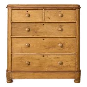 Mid 19th Century Victorian Large Two Over Three English Pine Chest With Extra Deep Bottom Drawer For Sale