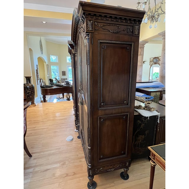 Late 20th Century Ej Victor French Louis XVI Style Wood and Cane Armoire For Sale - Image 9 of 12
