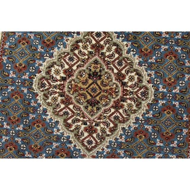 Tabriz Mahi Runner 2’11” X 10′ Blue Wool Traditional Hand-Knotted Oriental Rug For Sale - Image 4 of 12