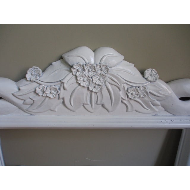 French Country Vintage French Country White Wood Hand Carved With Flowers Picture Frame For Sale - Image 3 of 8