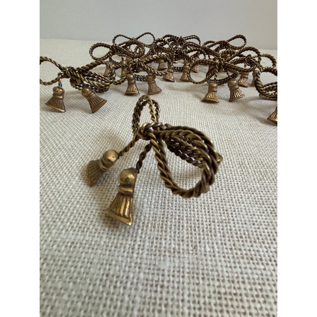 Vintage Mid Century Regency Brass Tassel Bow Napkin Rings Set of 13 For Sale - Image 4 of 10