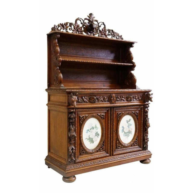 A magnificent antique French Renaissance Revival hunt sideboard, signed, circa 1854. Exquisitely hand-crafted in France in...