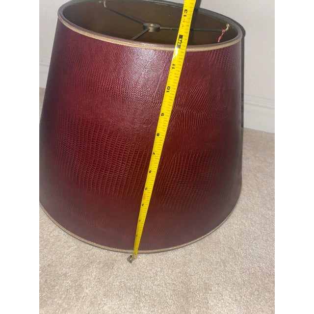 Traditional Late 20th Century Stiffel Burgundy Leather Lamp Shade "Mint" Condition For Sale - Image 3 of 12