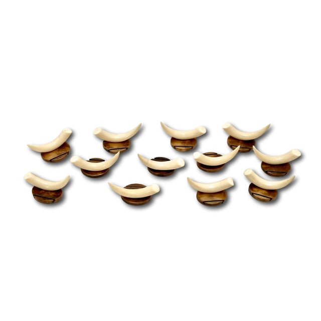 Art Deco Unusual Antique Art Deco Hand Made - Hand Carved Formal Table Setting Individual Place Card Holders - Set of 12 For Sale - Image 3 of 12