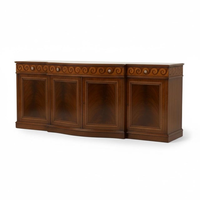 Wood David Michael Italian Neo-Classical Style Mahogany Credenza Breakfront W/ Rosewood Marquetry For Sale - Image 7 of 7