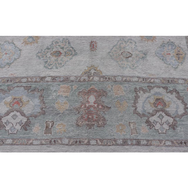 Large Turkish Oushak Rug With Neutral Color Palette and All-Over Floral Design 13'5 X 21'5 For Sale - Image 9 of 12