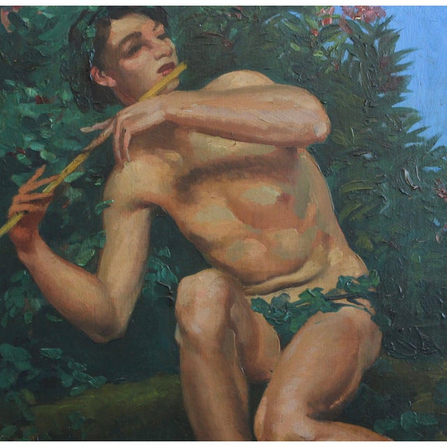 Joseph-Marius Avy, The Young Shepherd with Pan Pipe, 1920s, Oil on Panel, Framed For Sale - Image 12 of 16