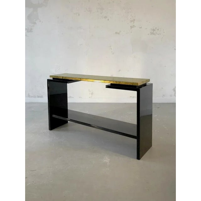 Patinated Lacquer Console Table with Gold Leaf from Roche Bobois, 1970s For Sale - Image 6 of 13