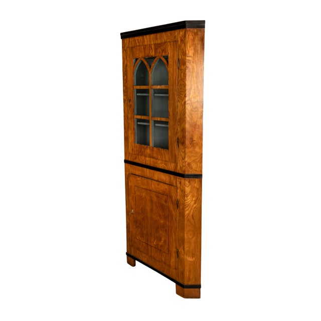 Antique Austrian Figured Ash & Ebony Biedermeier Standing Corner Cabinet 1830 For Sale In Portland, OR - Image 6 of 12