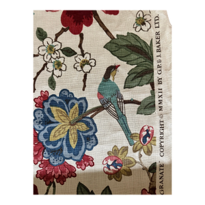 G P & J Baker Persian Pomegranate Red/Green/Aqua Fabric 1 Yard