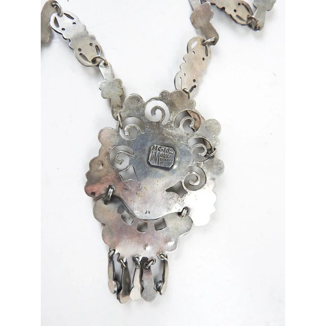 Vintage Morales Matl Style Sterling Amethyst Turquoise Coral Necklace For Sale - Image 11 of 11