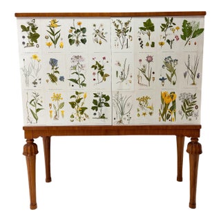 1940’s Swedish Cabinet With Nordens Flora Illustrations For Sale