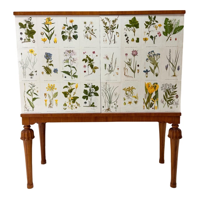 1940’s Swedish Cabinet With Nordens Flora Illustrations For Sale
