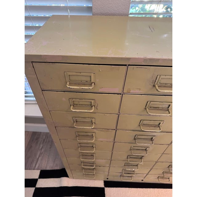 Metal Cole Steel 27-Drawer Industrial Cabinet — Patina, Original Hardware, Usa For Sale - Image 7 of 9