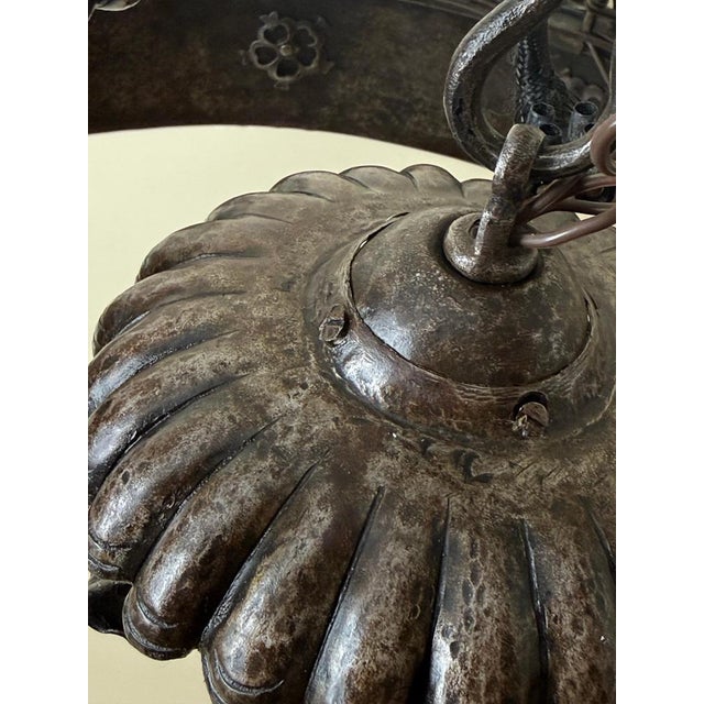 1920s Hand-Forged Animal Motif Iron Chandelier, 1920 For Sale - Image 5 of 18