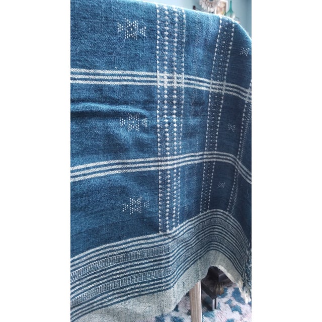Indigo With Shell Kutch Throw For Sale In New York - Image 6 of 7