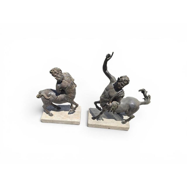 Black Patinated Centaur Sculptures, Bronzes on Marble Bases, Early 20th Century, Set of 2 For Sale - Image 8 of 14