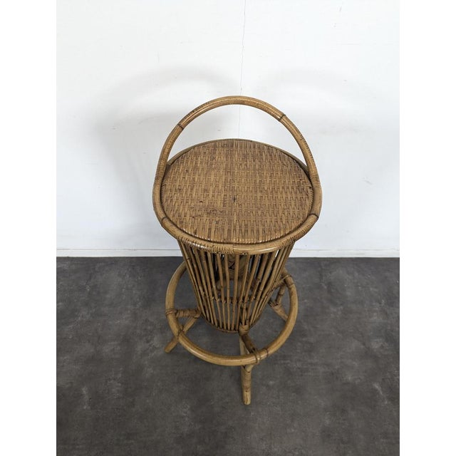 Bamboo and Rattan Counter and Stools Set, Set of 3 For Sale - Image 5 of 11