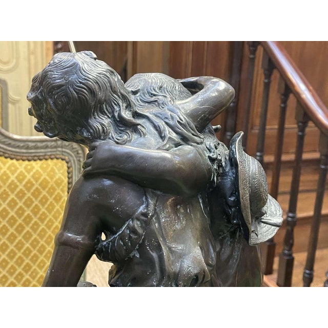 Bronze Depicting Two Children by Moreau, 20th Century For Sale - Image 6 of 16