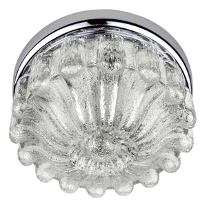 Vintage Ceiling Light in Structured Glass & Chrome from Limburg, 1970s