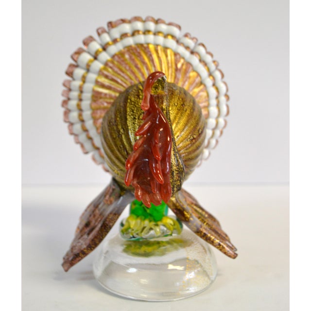 Figurative 1970s Alfredo Barbini Manner Colorful Murano Style Art Glass Turkey Figurine Italy For Sale - Image 3 of 12