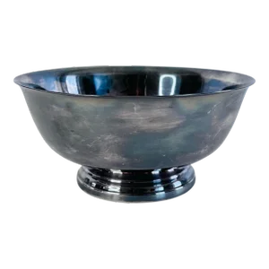Vintage 1960s Silver-Plate Round Footed Center Bowl