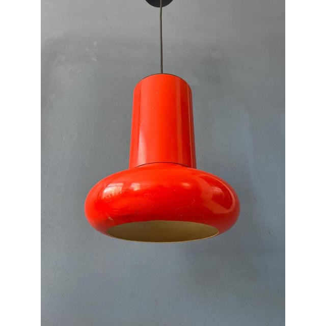 Metal Vintage Space Age Red Cone Pendant Lamp For Sale - Image 7 of 11