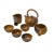 2010s Set 7 Pieces Ceramic Copper Color Glaze Teapot Teacups Deco Display For Sale - Image 5 of 6