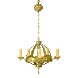 1920’s Brass Gothic Revival Chandelier For Sale