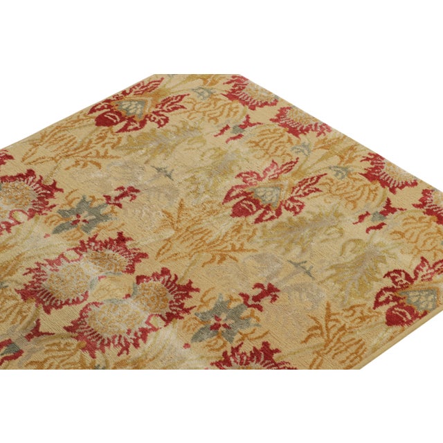 2010s Spanish European Style Runner in Gold, Red & Gray Floral Pattern by Rug & Kilim For Sale - Image 5 of 6