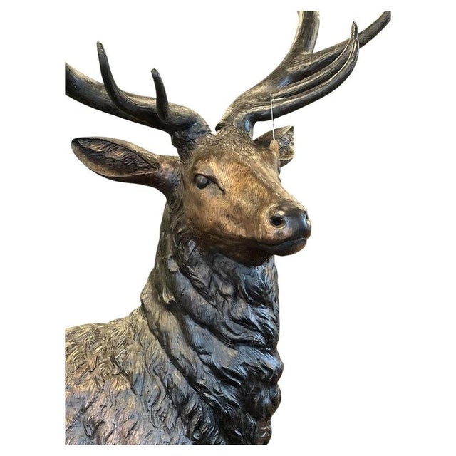 Bronze Twelve-Point Stag Garden Sculpture For Sale - Image 6 of 18