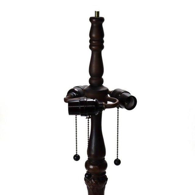Late 20th Century Tiffany Style Stained Leaded Glass Table Lamp With Jewels For Sale - Image 12 of 12