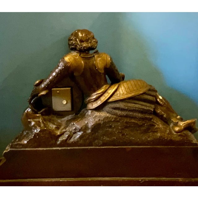 Large Heavy Mantle Clock. Made in Western Germany Table top or fireplace mantle Replica of unknown Sculpture of Medieval...