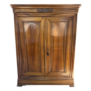 19th Century French Louis Philippe Solid Walnut Period Chateau Armoires Wardrobes For Sale