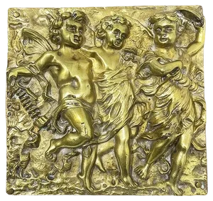 Antique Italian Bronze Plaque with Dancing Putti, 1800s