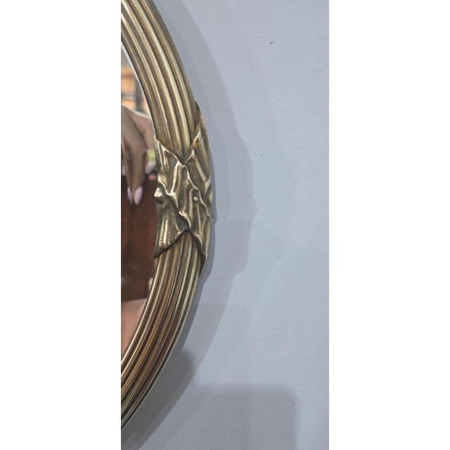 Gold Victorian Oval Brass Mirror, 1880 For Sale - Image 8 of 9