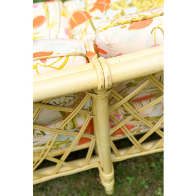 1970s Vintage Ficks Reed Faux Bamboo Chinoiserie Style Sofa For Sale - Image 5 of 13